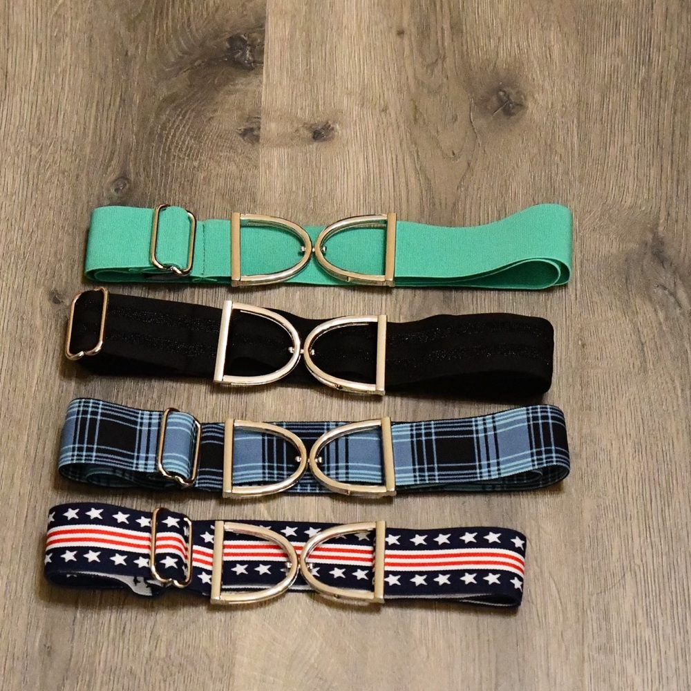 Horseshoe silver equestrian belts 1.5” CM Equestrian your choice of color